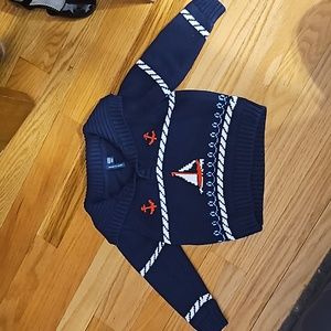 Toddler Sailboat Shawl Collar Sweater